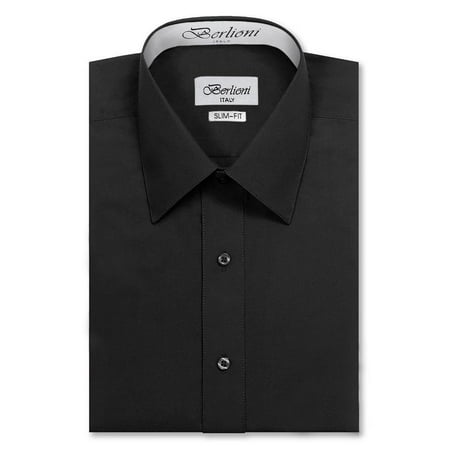 Berlioni Italy Men's Long Sleeve Premium Slim Fit Dress