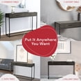 thumbnail image 4 of Pemberly Row 48"L 2-Drawers Black Metal Console Table in Dark Gray Wood, 4 of 8