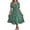 Green, variant on cocolona Womens Summer Boho Floral Print Dress Square Neck Short Sleeve Waist Frill Ruffle Flowy Sun Dress Casual Beach Midi Dress