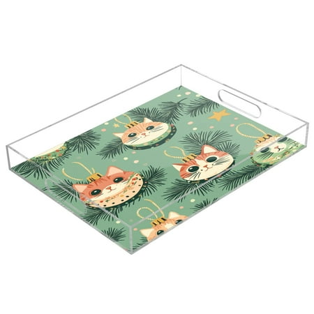 

Clear Acrylic Tray Water Cup Tray Teacup Jewelry Storage Tray for Serving and Home Decor Cat Faces in Christmas Ornaments