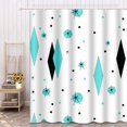 thumbnail image 3 of Shower Curtain Waterproof Polyester Fabric 72 x 72 inches Customizable Retro Turquoise Diamonds Starbursts Color Mid Century Modern Set with Hooks Decorative Bathroom Curtains, 3 of 6