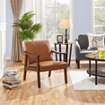thumbnail image 2 of Fullfurnique Upholstered Accent Chair with Solid Wood Legs, Brown, 2 of 10