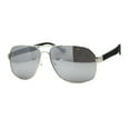 thumbnail image 2 of Mens Mirror Airforce Rectangle Metal Aviator Sport Plastic Arm Sunglasses Silver Mirror, 2 of 4