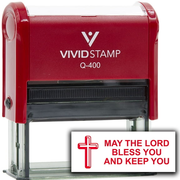 Vivid Stamp May the Lord bless you and keep you Self Inking Rubber Stamp (Red Ink) - Q-400