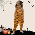 thumbnail image 2 of Girls Jumpsuit Size 7-8 Halloween Sleeveless Pumpkin Print Casual Spaghetti Strap Loose Romper Long Pants with Pockets Toddler Girls Clothing Z0F-Orange, 2-3 Years, 2 of 5