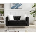 thumbnail image 4 of usihxjg 2-Seater Loveseat Plush Velvet Couch for Living Room with Luxurious Diamond Tufting & Acrylic Crystal Buttons, Mid-Century Modern Upholstered Sofa, Black, 4 of 5