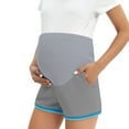 thumbnail image 3 of Xmarks Maternity Shorts for Women Over Belly Workout Yoga Active Home Wear Short Adjustable Belt Pregnancy Running Short Leggings Gray 2XL, 3 of 7