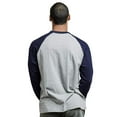 thumbnail image 3 of DailyWear Mens Casual Long Sleeve Plain Baseball Cotton T Shirts Navy/LT.Grey, Medium, 3 of 3