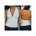 thumbnail image 2 of LMLYSoH Cute Halter Tops for Women Summer Dot Print V-Neck Going out Tank Tops Backless Shirts for Streetwear, 2 of 9