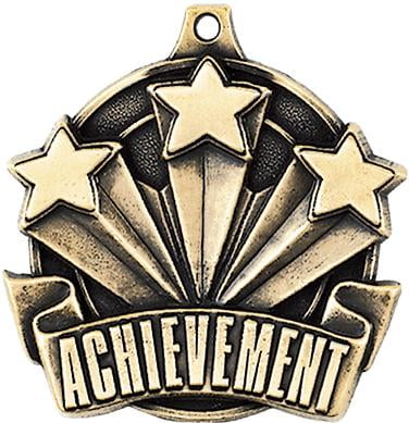 Achievement Medals, 2" Gold Diecast Achievement Medal Award 20 Pack