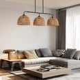 thumbnail image 5 of Modern Rattan Chandelier Fixture Kitchen Island Hanging Ceiling Lights for Dining Room-Black, 5 of 10