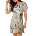 thumbnail image 2 of Gukieu Starfishes On Seashells Print Women's Nightgown, A-line Round Neck Short-sleeved Nightgown Pajamas Home Wear Suitable for Home and Outing, 2 of 6