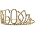 thumbnail image 3 of Tiara de cumpleaños con corona con peine para el pelo, diamantes de imitación de cristal, regalo de cumpleaños, años para mujeres (dorado), 3 of 3