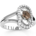 thumbnail image 2 of Split Band Smoky Quartz Diamond Cocktail Ring In 14k White Gold, 2 of 6