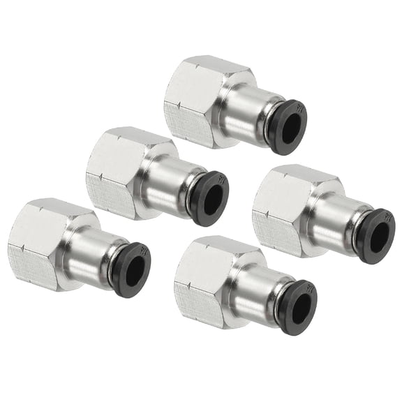 Uxcell Female Straight 1/4" Tubing OD x 1/4" NPT Thread Push to Connect Fittings 5 Pack