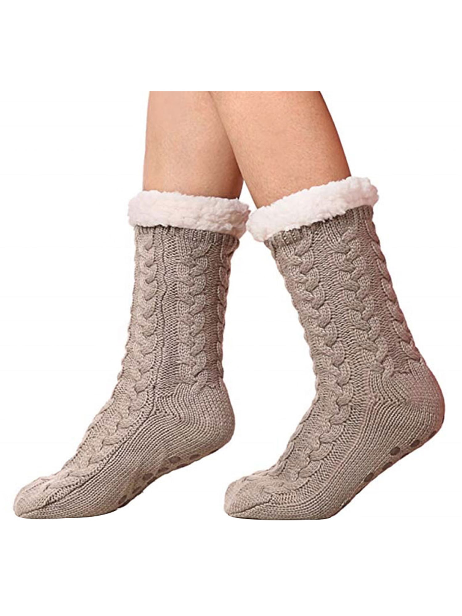 SDBING Womens Winter Super Soft Warm Cozy Fuzzy Fleece-lined Christmas Gift With Grippers Slipper Socks 