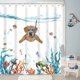thumbnail image 3 of Juego de cortinas de ducha JAMW con diseño de perro divertido color verde azulado 72 pulgadas impermeable, 3 of 5