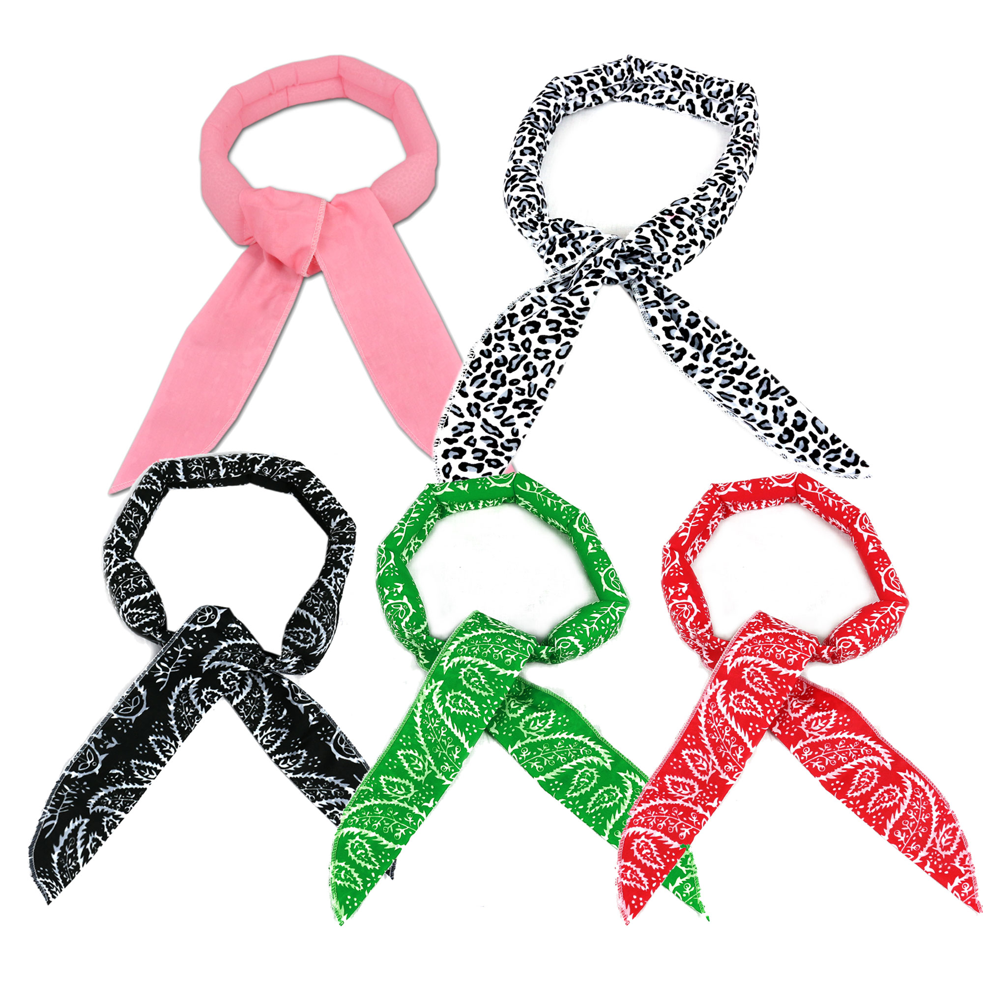 Pack of 5, Ice Cool Scarf Neck Wrap Cooling Scarf Inflated in 35 mins