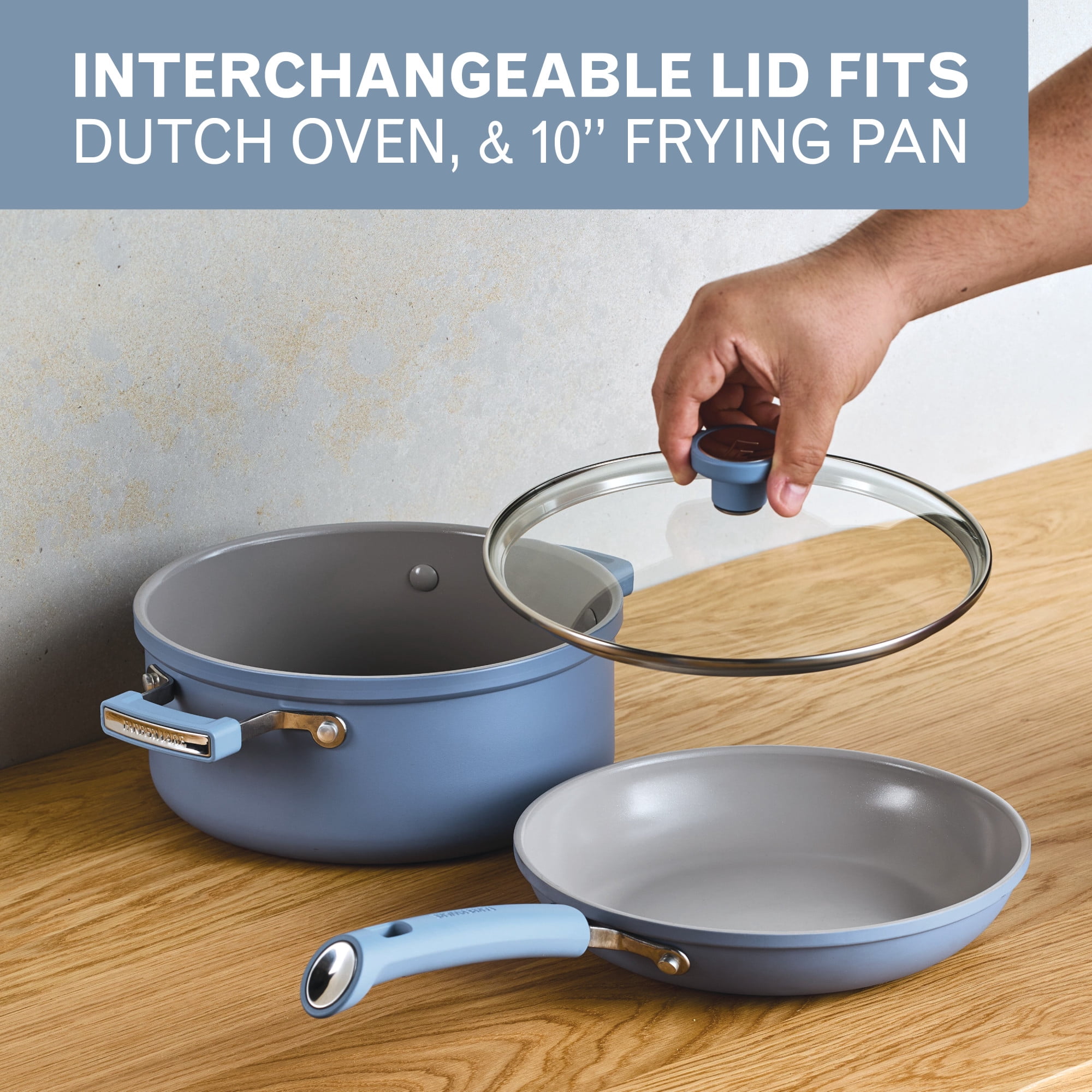 Farbeware TrueCook Ceramic Plus Induction Nonstick Cookware Set, 12-Piece, Steel Blue