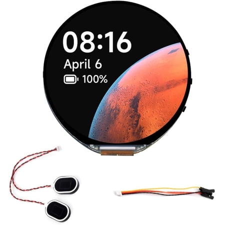 ESP32-S3 1.85inch LCD Display Development Board, 360×360 Pixel 262K Color Round LCD with ESP32-S3, Supports Wi-Fi & Bluetooth 5, Onboard Audio Decoder, Microphone, 6-Axis Sensor etc.