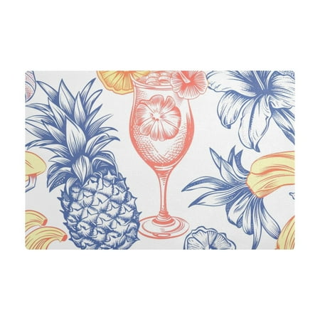 

Dish Drying Mat Microfiber Kitchen Dish Pad Counter Absorbent Drainer Rack 12 x18 Pineapple with Drink