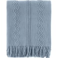 thumbnail image 3 of Battilo Bluish Grey Throw Blanket for Couch,Textured Knit Throws with Tassels,Home Decor,50"x60", 3 of 8
