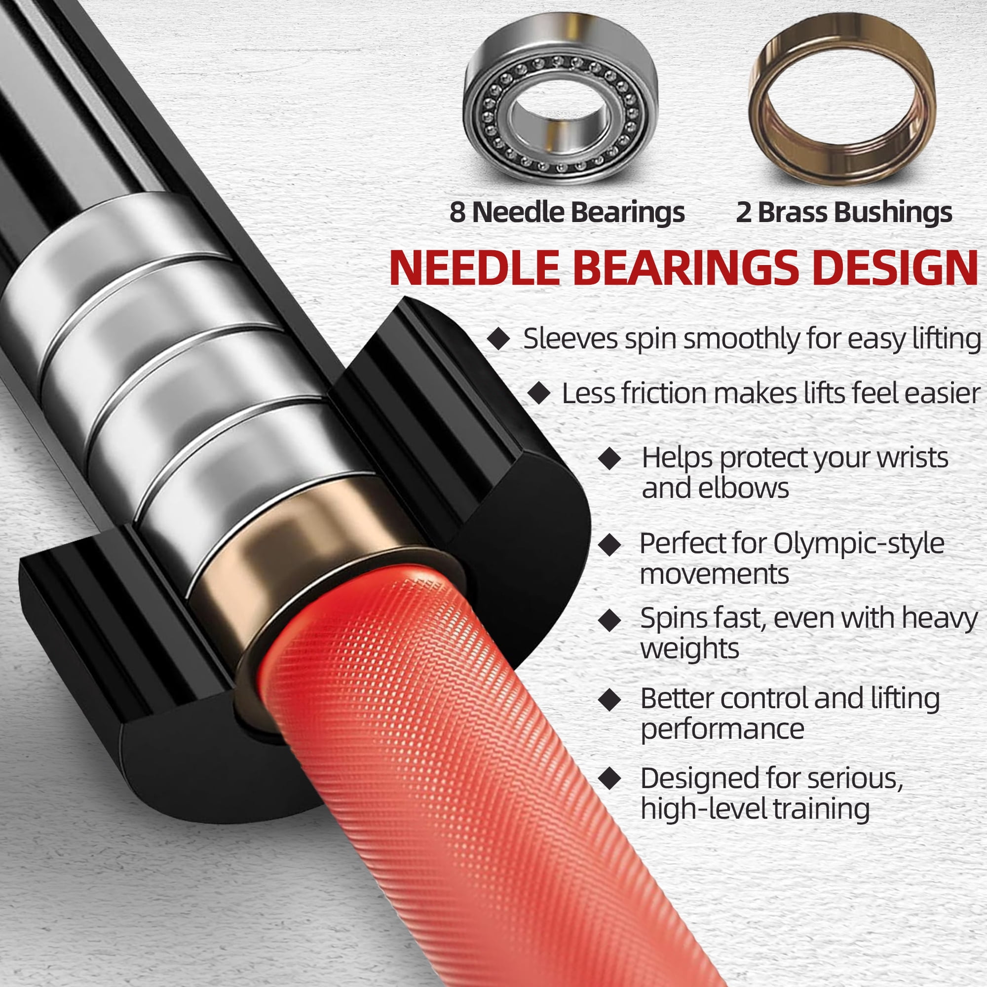 FlexWave Straight Olympic Barbell, Alloy Steel with Ceramic Coating, 2-Inch Diameter, 7FT, Available in Multiple Colors