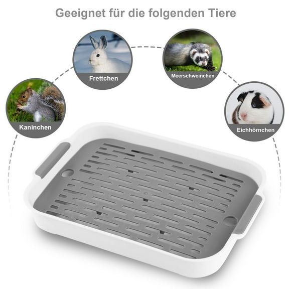Cat Litter Box with Grate,Litter Pan Anti-turnover Pet Toilet Potty Trainer Corner Cat Training Pan Cage with Toilet Tray For Cat(S,White)