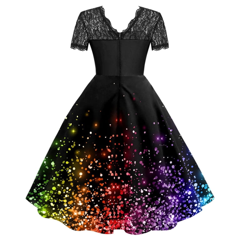 open lace back dress Gold Round Neck Sequin Short Prom Dress, Gold Homecoming Dress – shopluu main image 1