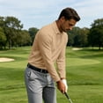 thumbnail image 6 of Domuza Golf Polo Shirts for Men Quick Dry Breathable Long Sleeve Collar Shirts Lightweight Business Casual Pullover Beige XL, 6 of 7