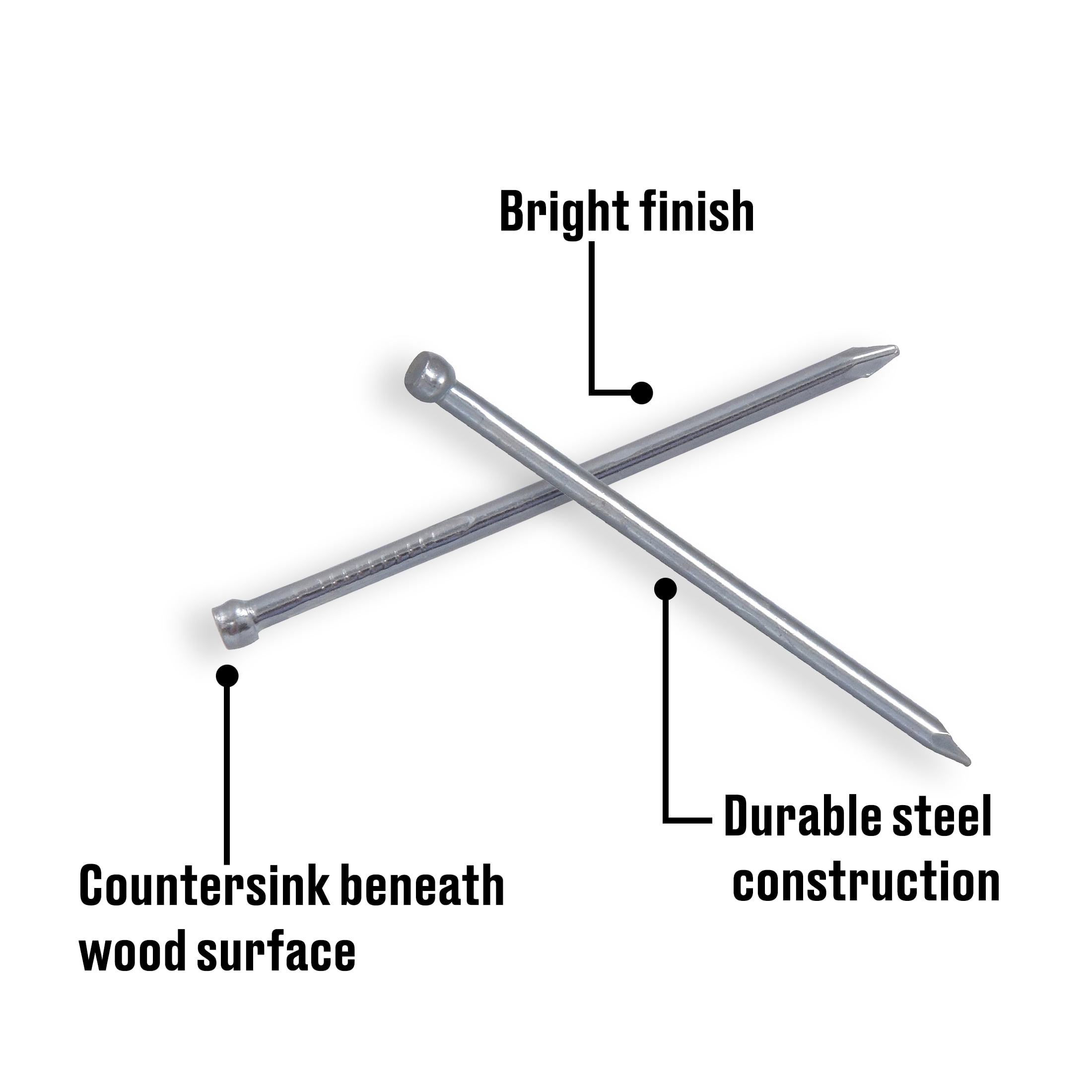 Fas-n-tite Bright Wire Finishing Nails, 3/4 x 18, Steel, Silver, Interior Nails