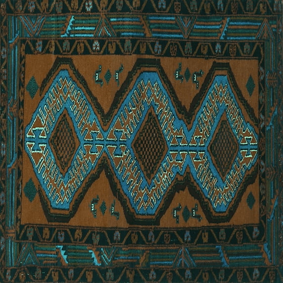 Ahgly Company Indoor Square Persian Turquoise Blue Traditional Area Rugs, 4' Square