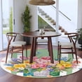 thumbnail image 3 of Round Rugs 7Ft, Watercolor Floral Round Area Rug Washable Indoor Throw Carpet, Spring Flowers Butterflies Leaves Green Large Non Slip Circle Rug for Dining Room Playroom Home Decor Aesthetic, 3 of 8
