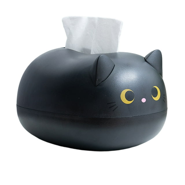 Caja de pañuelos de gato de dibujos animados, caja de almacenaje de pañuelos de papel de escritorio, contenedor de papel, decoración del hogar