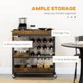 thumbnail image 4 of HOMCOM Rolling Kitchen Cart Industrial Utility Trolley with Handles Brown, 4 of 10
