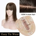 thumbnail image 5 of MY-LADY Clip In Remy Topper Hairpiece With Bangs Human Hair Clip On Toupee Wispy Bangs For Women Middle Part With Hair Loss Thinning Hair #04 Medium Brown, 5 of 7