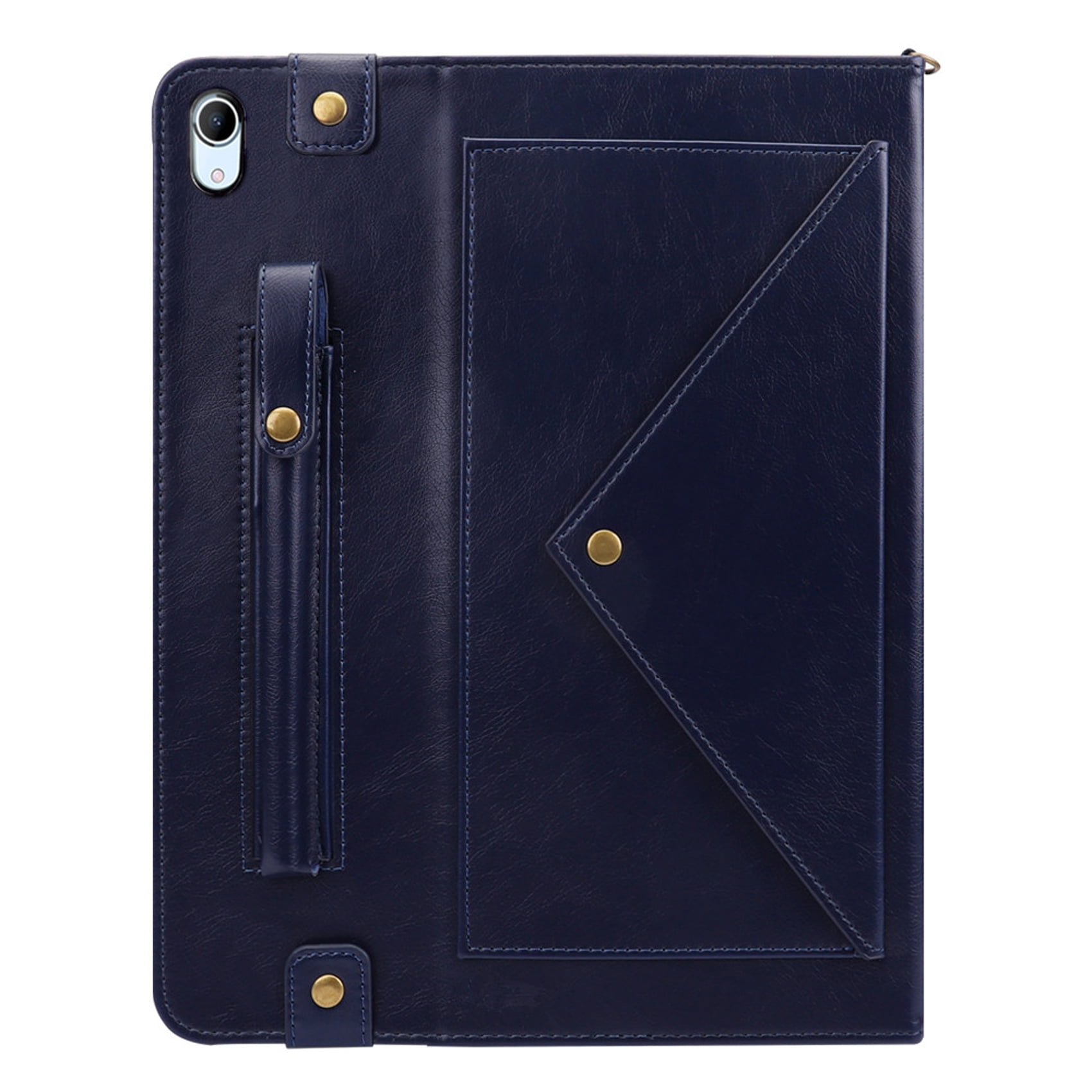 for iPad (A16) 11th Gen 2025 / iPad 10th Gen 10.9" 2022 PU Leather Case, with Pencil Holder, Money Pocket, Shoulder/Hand Strap, Card Slots Kickstand Flip Cover, Full Body Protection, Blue