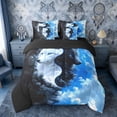 thumbnail image 3 of Erosebridal Yin Yang Black White Wolf Print Twin Bedding Sets, Cloudy Sky Bedding Comforter Set for Men and Women, Black Reversible 7-Piece, 3 of 6
