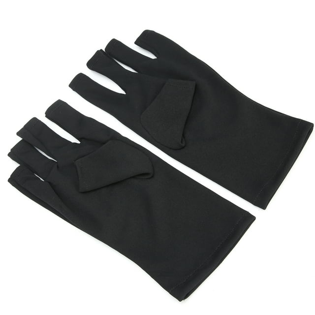 1 par de guantes anti-UV con lámpara LED para curar uñas, guantes con protección UV para el cuidado de la piel de las uñas (negro)