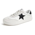 thumbnail image 3 of LUCKY STEP Womens Fashion Star Sneakers Wide Toe Lace Up Casual Shoes,White&Black, 3 of 11