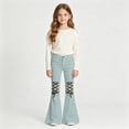 thumbnail image 2 of WhouRiu Girls Casual Flared Pants Back To School Fashion Graphic Rigid Waist Trousers With Pockets Kids Comfortable Cute Everyday Wear,9-10 Years, 2 of 4