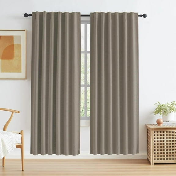 Linen Blackout Door Curtains for Doorway 80 Inches Long Complete Privacy Assured Temporary Door Cover Room Divider Closet Curtain 2 Panels Back Tab Taupe W50 x L80 Inch