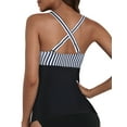 thumbnail image 6 of Firpearl Women's Tankini with Underwire Bra Support Tummy Control Swimwear Strappy Back Bathing Suit Top Black&White Stripe US10, 6 of 7