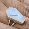 thumbnail image 3 of Genuine Rainbow Moonstone Womens Ring, Solid 925 Sterling Silver Coffin Ring, Promise Ring, Designer Handmade Jewelry For Her, June Birthstone Gifts For Women (Rainbow Moonstone), 3 of 6