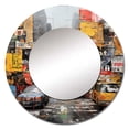 thumbnail image 2 of Designart "Urban composition I" Car/Van Rund Mirror For Wall Decor - Large Yellow Round Print Mirror - Round Industrial Mirror 36" x 36" Inch - Wall Mounted Round Large Mirror, 2 of 5
