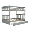 thumbnail image 4 of Full-Over-Full Bunk Bed with Ladders and Two Storage Drawers (Gray), 4 of 12