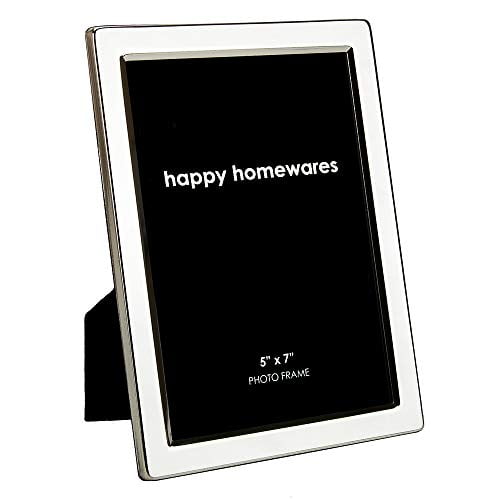 Quality Modern Silver Plated Contemporary 5" x 7" Single Picture Photo Frame Landscape or Portrait for Table - Black Velvet Backing