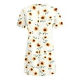 thumbnail image 4 of Sentmoon Loose Fit Womens Dresses Short Sleeve Crew Neck Dresses for Women Casual Fashion Print Mini Dresses,Fit & Flare Comfy A-line Dresses Yellow XXL Clearance Sales Today Deals Prime, 4 of 5