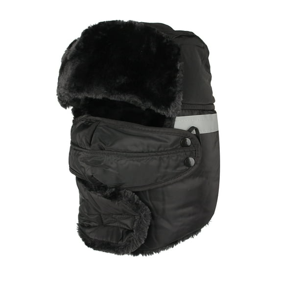 WITHMOONS Winter Trapper Russian Hat Earflaps Windproof Cap AZT0014 (Black)