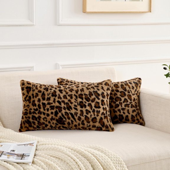 Cheetah Pillow Covers Leopard Throw Pillow Covers Set of 2, 12x20